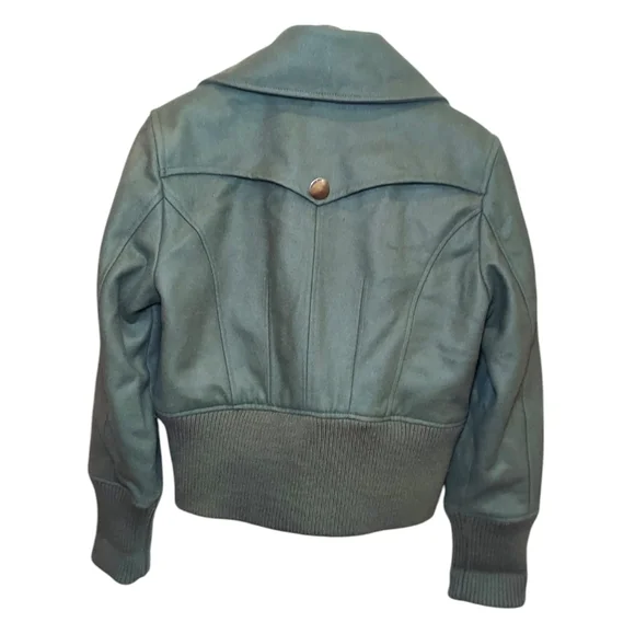 Black Rivet Wool Blend Aviator Style Jacket - Picture 2 of 10